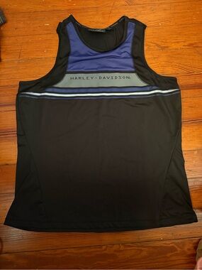 Harley-Davidson Black & Navy Athletic Tank with Reflective Stripe